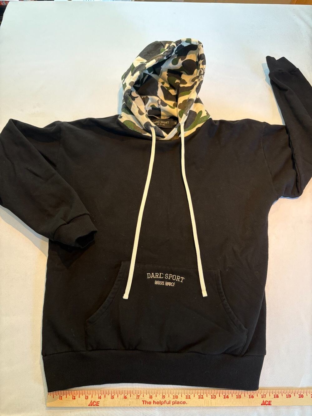 Darc Sport Wave Wolf Pullover Hoodie Black Woodland Camo Mens M Limited 101/100